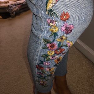 embroidered floral jeans- great quality